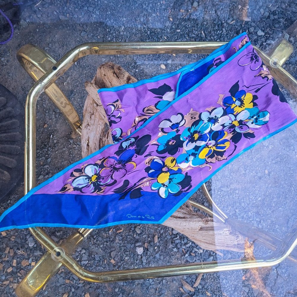 Oscar De La Renta Vintage Silk Floral Neck Scarf